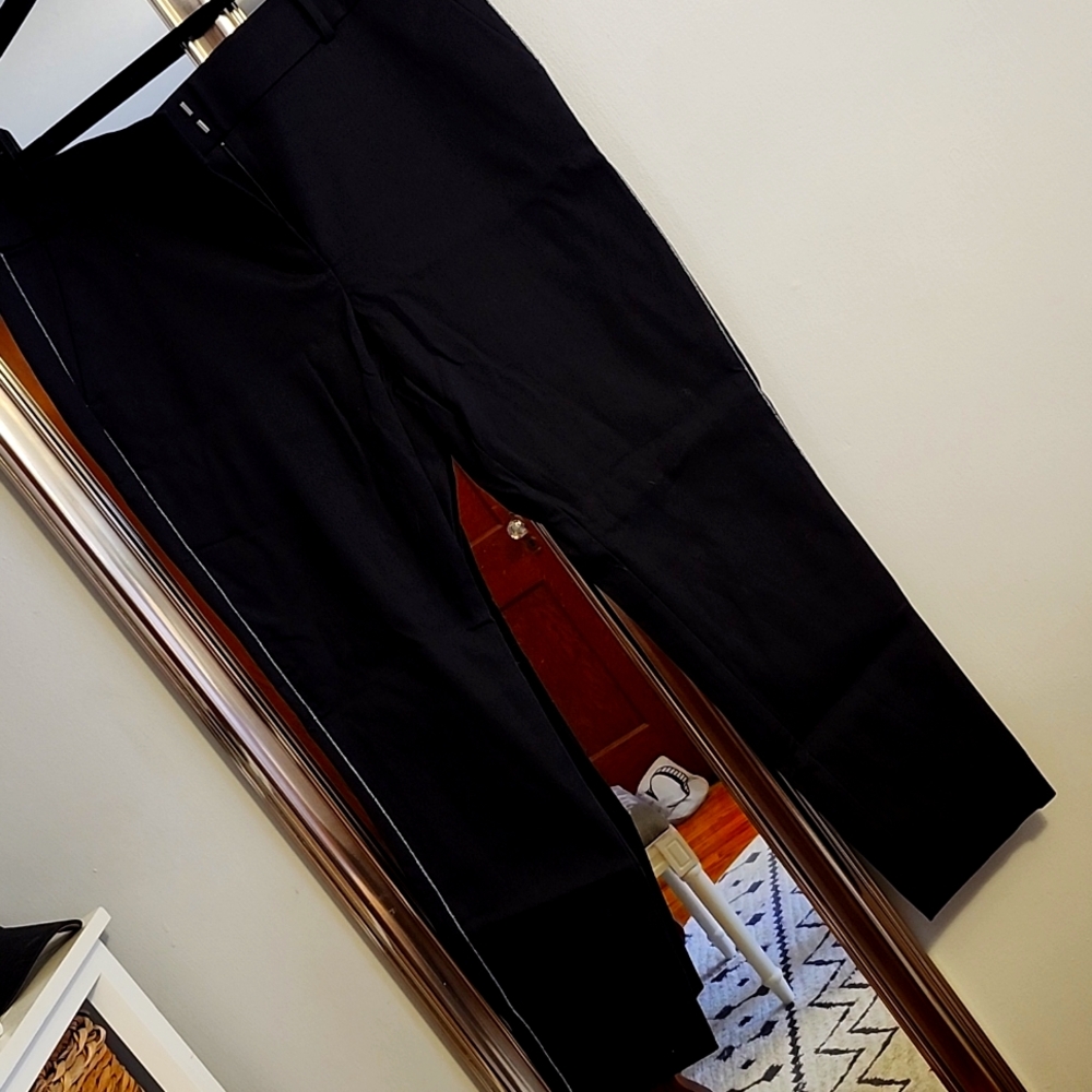Loft Curvy Skinny Black w/Silver Piping Pants